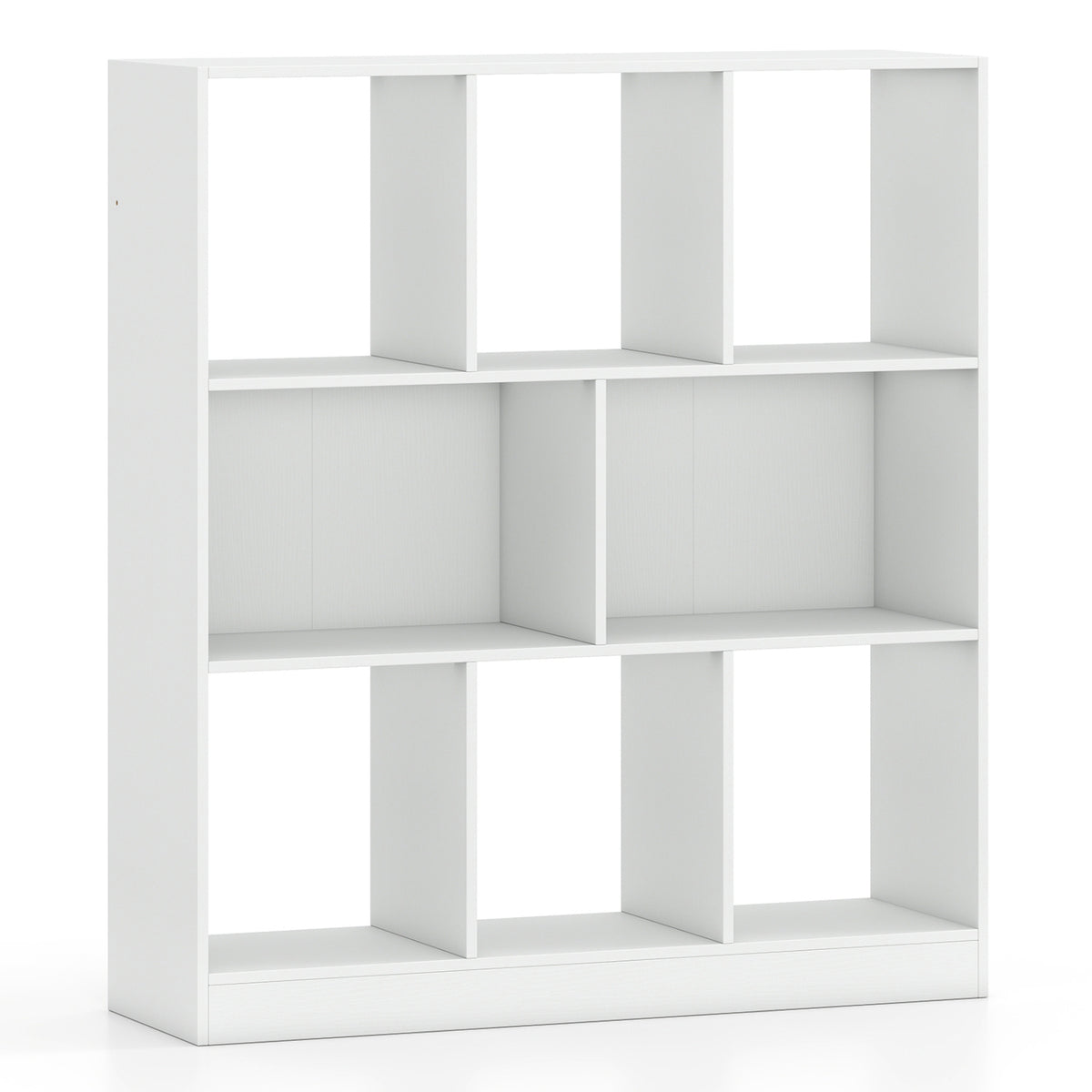 8-Cube Bookcase 3-Tier with 2-Sized Compartments and Anti-Tip Kits for Living Room-White
