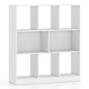 8-Cube Bookcase 3-Tier with 2-Sized Compartments and Anti-Tip Kits for Living Room-White