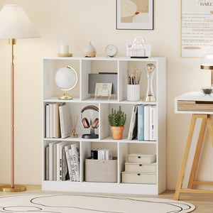 8-Cube Bookcase 3-Tier with 2-Sized Compartments and Anti-Tip Kits for Living Room-White