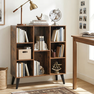8-Cube Bookcase with Raised Support Legs for Living Room-Rustic Brown
