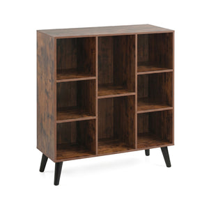 8-Cube Bookcase with Raised Support Legs for Living Room-Rustic Brown