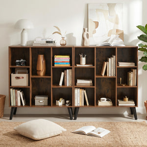 8-Cube Bookcase with Raised Support Legs for Living Room-Rustic Brown