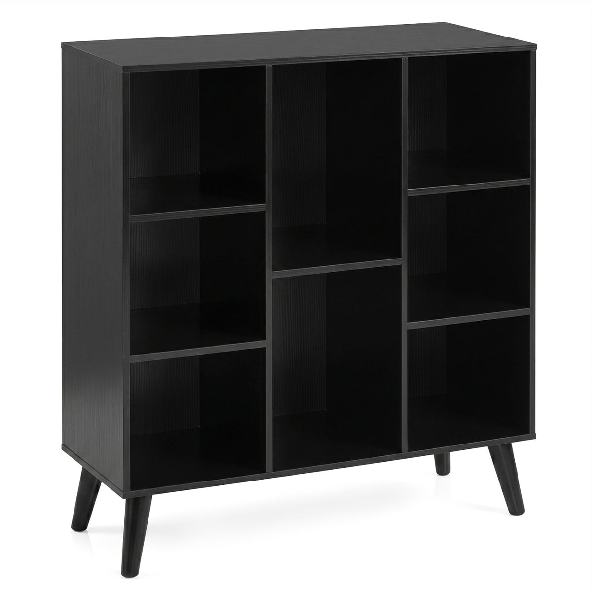 8-Cube Bookcase with Raised Support Legs for Living Room-Black