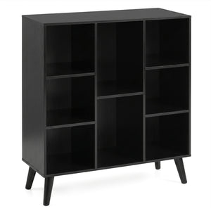 8-Cube Bookcase with Raised Support Legs for Living Room-Black