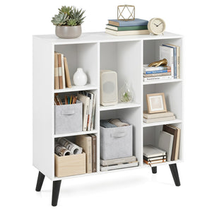 8-Cube Bookcase with Raised Support Legs for Living Room-White