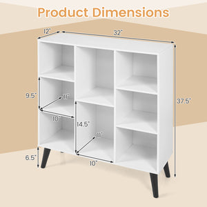 8-Cube Bookcase with Raised Support Legs for Living Room-White