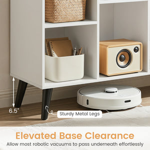 8-Cube Bookcase with Raised Support Legs for Living Room-White