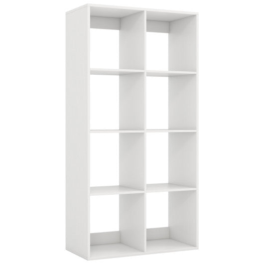 8 Cube Bookshelf with Back Guardrail for Living Room Bedroom-White