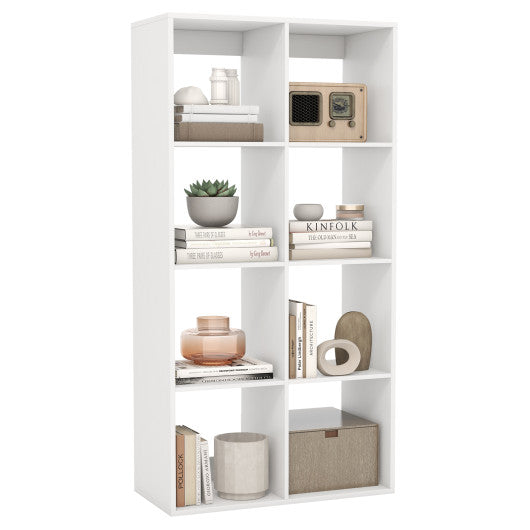 8 Cube Bookshelf with Back Guardrail for Living Room Bedroom-White