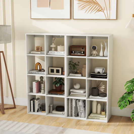 8 Cube Bookshelf with Back Guardrail for Living Room Bedroom-White
