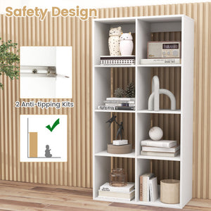 8 Cube Bookshelf with Back Guardrail for Living Room Bedroom-White
