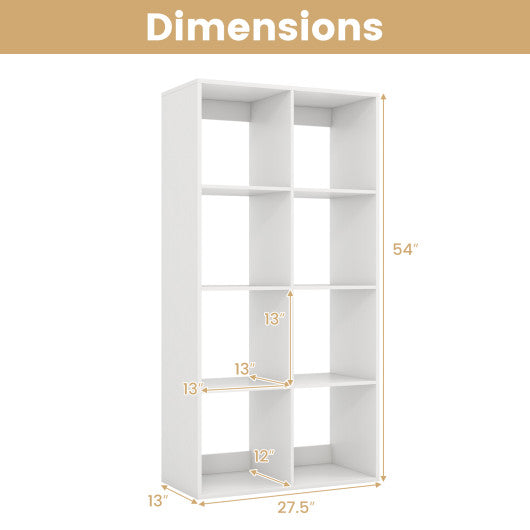 8 Cube Bookshelf with Back Guardrail for Living Room Bedroom-White