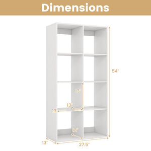 8 Cube Bookshelf with Back Guardrail for Living Room Bedroom-White