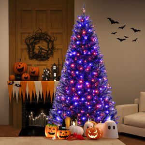 6/7/8 Feet Artificial Christmas Tree with 6 Lighting Modes and Spooky Sounds-8 ft
