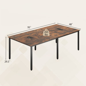 8 FT Conference Room Table Large Meeting Table Seats up to 10 People-Rustic Brown
