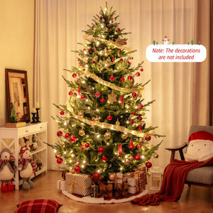 8 FT Pre-Lit Artificial Hinged Xmas Tree with 1480 PVC and PE Branch Tips-XL