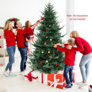 8 FT Pre-Lit Artificial Hinged Xmas Tree with 1480 PVC and PE Branch Tips-XL