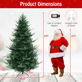 8 FT Pre-Lit Artificial Hinged Xmas Tree with 1480 PVC and PE Branch Tips-XL