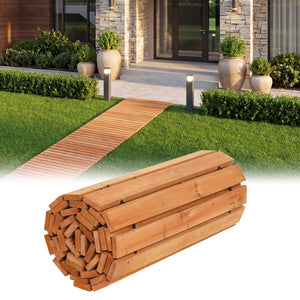 8 FT Wooden Garden Pathway with Non-Slip Surface for Patio-Natural