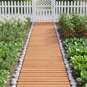 8 FT Wooden Garden Pathway with Non-Slip Surface for Patio-Natural