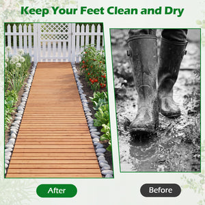 8 FT Wooden Garden Pathway with Non-Slip Surface for Patio-Natural