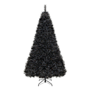 6/7/8 Feet Black Artificial Halloween Christmas Tree with PVC Branch Tips and 210/320/450 Cool White LED Lights-L