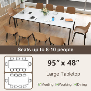8 Feet Conference Room Table Large Meeting Table Seats up to 10 People-White