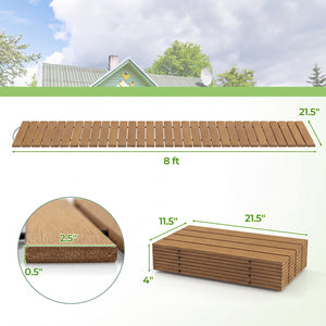 8 Feet Outdoor Pathway Straight Roll-Out Patio Boardwalk-Brown