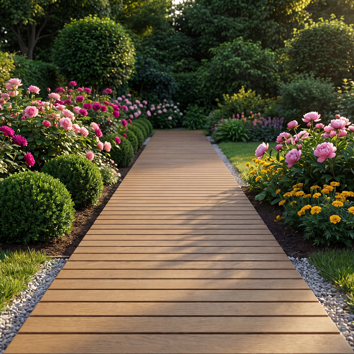 8 Feet Outdoor Pathway Straight Roll-Out Patio Boardwalk-Brown