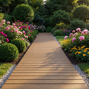 8 Feet Outdoor Pathway Straight Roll-Out Patio Boardwalk-Brown