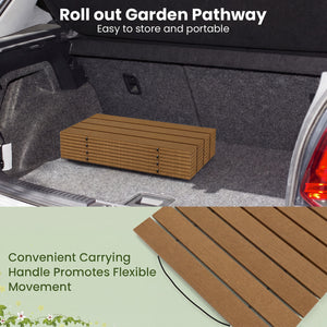 8 Feet Outdoor Pathway Straight Roll-Out Patio Boardwalk-Brown
