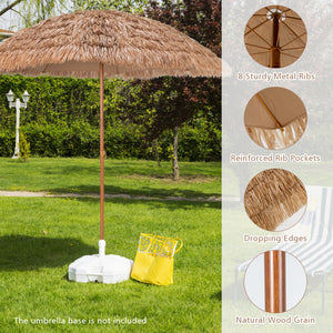 8 Feet Patio Thatched Tiki Umbrella Hawaiian Hula Beach Umbrella
