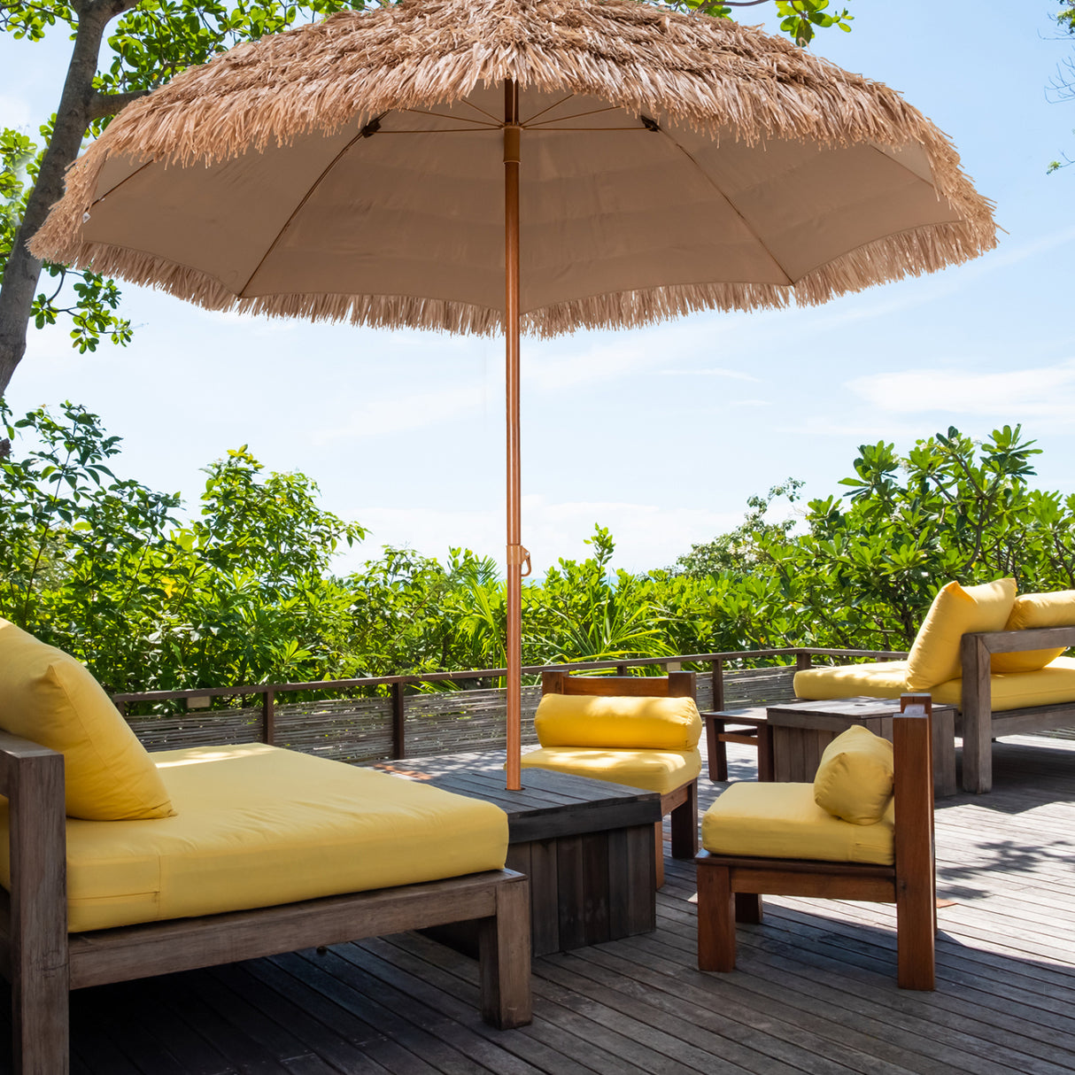 8 Feet Patio Thatched Tiki Umbrella Hawaiian Hula Beach Umbrella