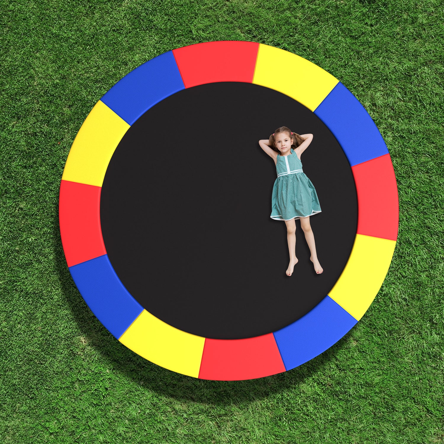 8 Feet Trampoline Pad Replacement Safety Pad with Fixing Straps (Multicolor)