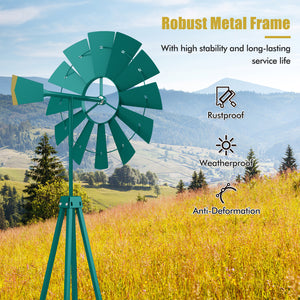 8 Feet Windmill Metal Ornamental Wind Wheel Weather Resistant-Gray