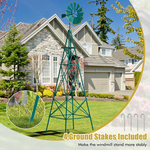8 Feet Windmill Metal Ornamental Wind Wheel Weather Resistant-Gray