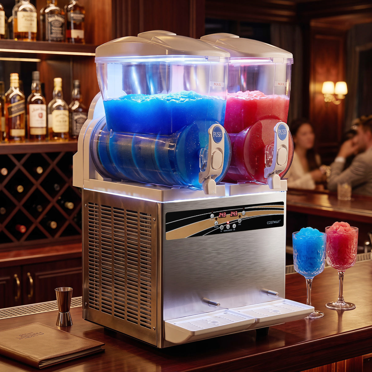 8 Gal Commercial Slushie Machine with LED Lights-Silver