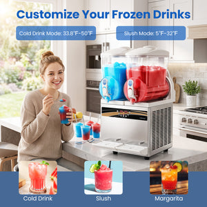 8 Gal Commercial Slushie Machine with LED Lights-Silver
