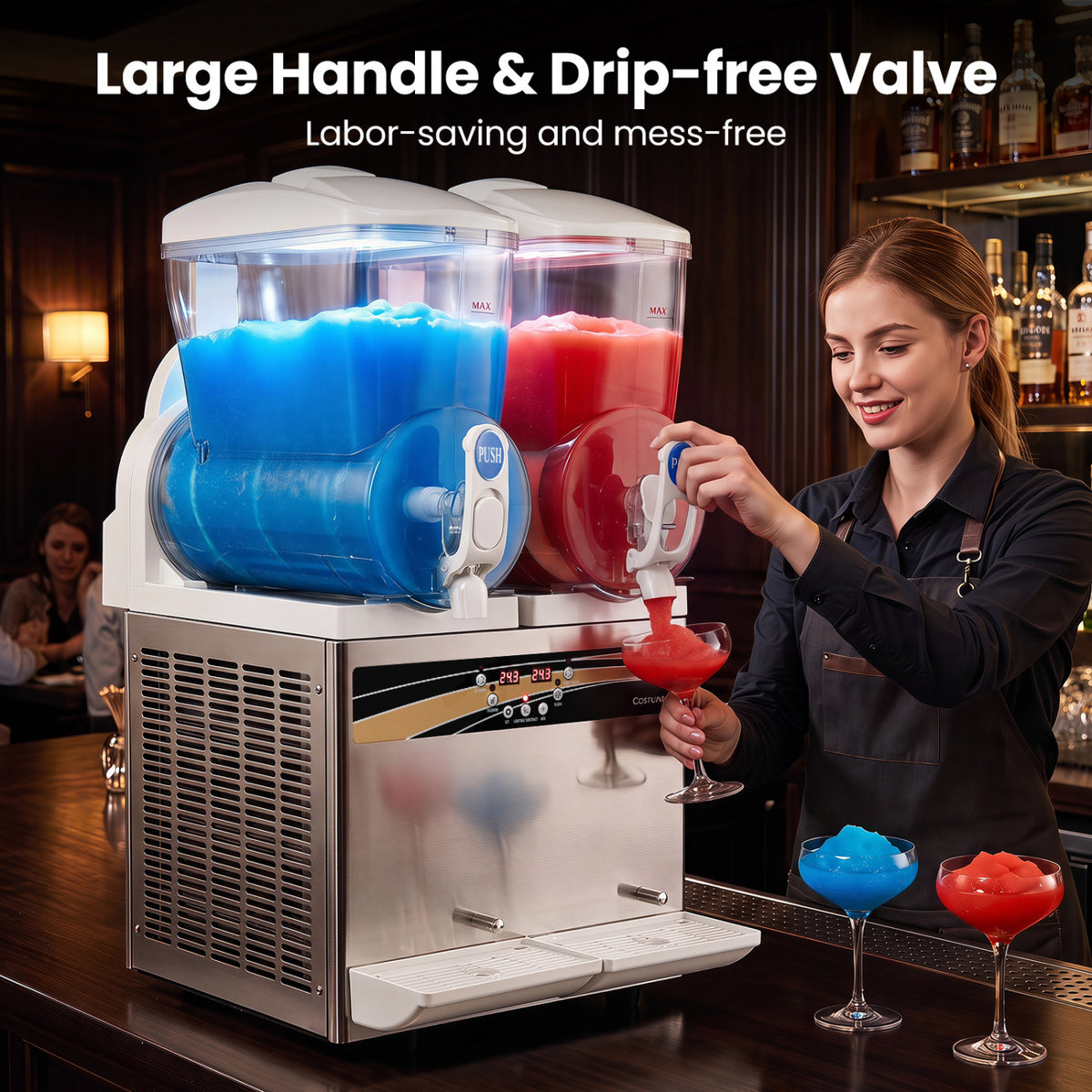 8 Gal Commercial Slushie Machine with LED Lights-Silver