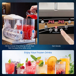 8 Gal Commercial Slushie Machine with LED Lights-Silver
