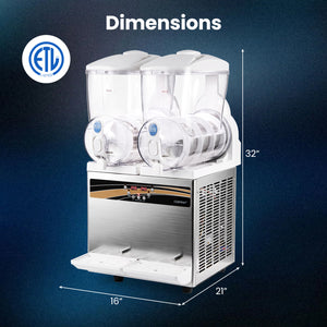 8 Gal Commercial Slushie Machine with LED Lights-Silver