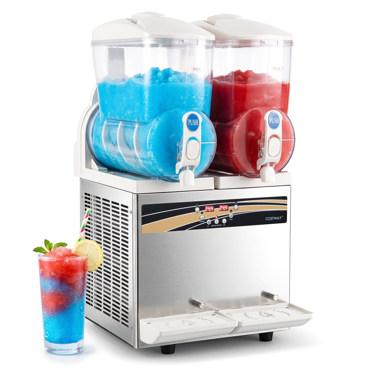 8 Gal Commercial Slushie Machine with LED Lights-Silver