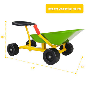 8 Inch Heavy Duty Kids Ride-on Sand Dumper with 4 Wheels-Lime Green