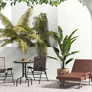 8-Piece Outdoor Furniture Set-Solar Umbrella  Bistro Set  Conversation Set  Chaise Lounger  Folding Bed  Side Table  Swing Chair & Dining Set