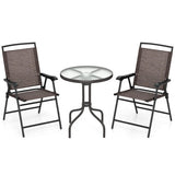 8-Piece Outdoor Furniture Set-Solar Umbrella  Bistro Set  Conversation Set  Chaise Lounger  Folding Bed  Side Table  Swing Chair & Dining Set