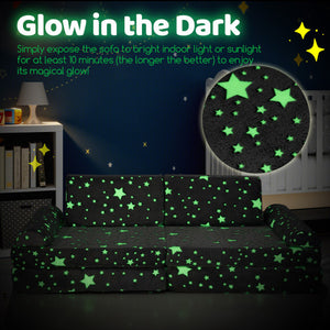 8 Pieces Modular Kids Play Couch Glow in the Dark Toddler Sectional Sofa-Gray
