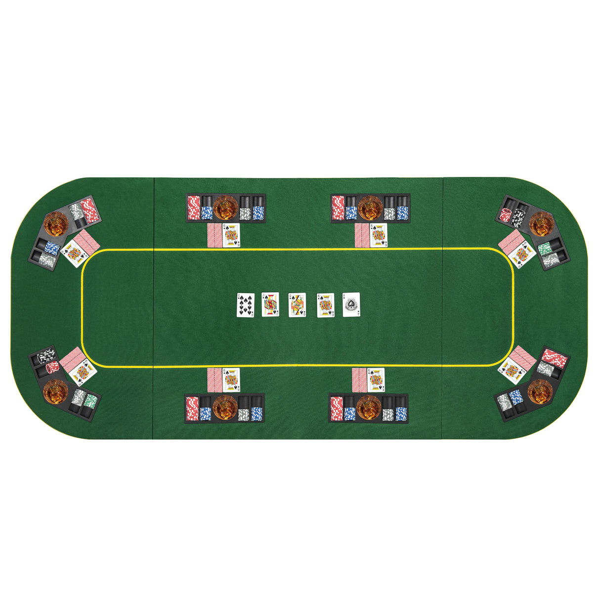 79 x 36 Inch 8-Player Foldable Poker Table Top with Carry Bag and Cup Holders