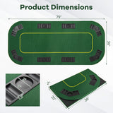 79 x 36 Inch 8-Player Foldable Poker Table Top with Carry Bag and Cup Holders