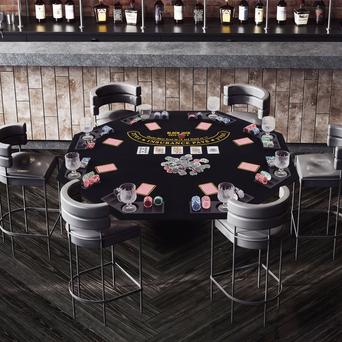 8-Player Portable Poker Table Top with Cup Holders and Chip Trays-Black