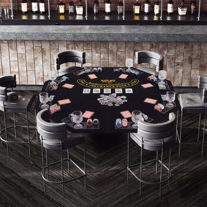 8-Player Portable Poker Table Top with Cup Holders and Chip Trays-Black